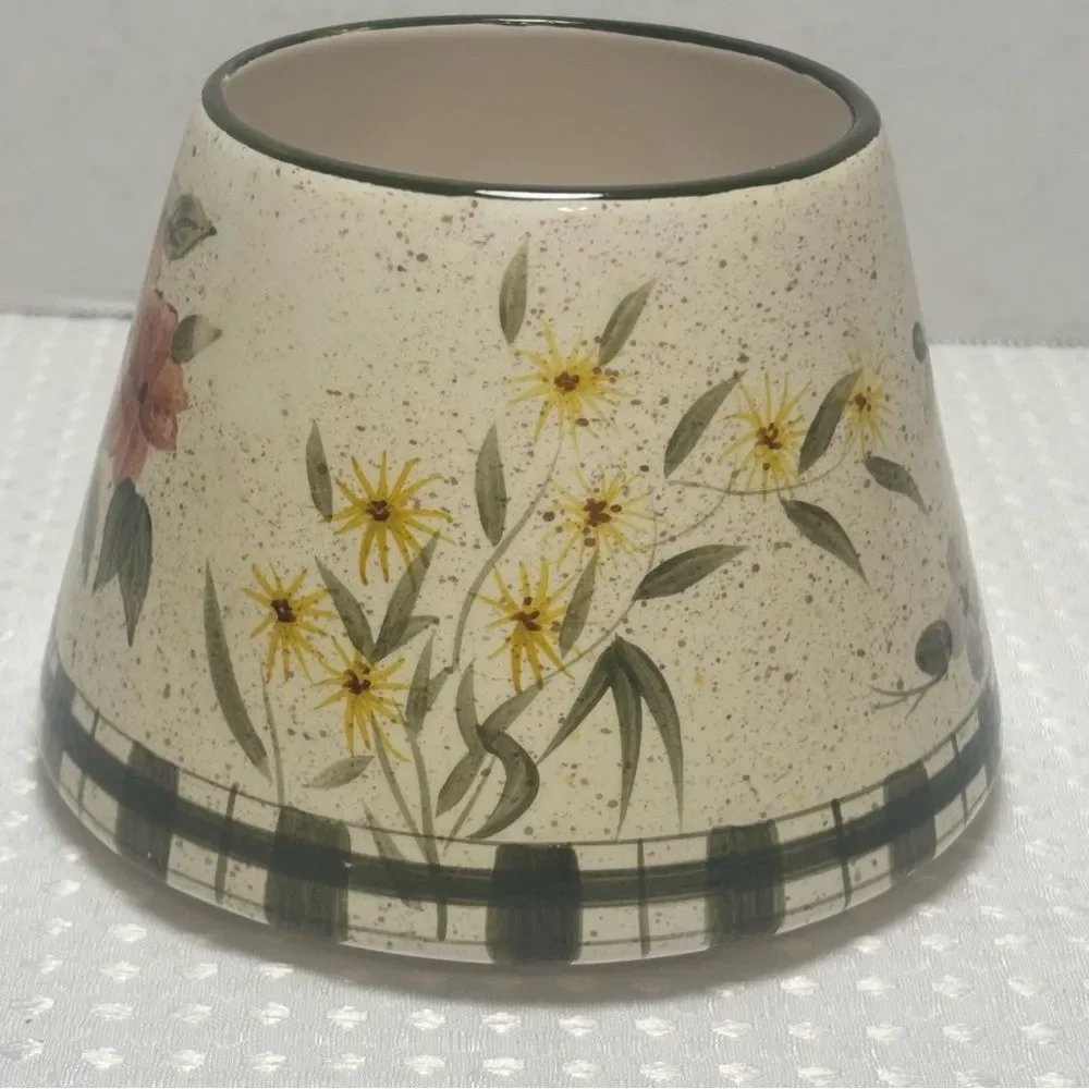 Homco Vintage Small Ceramic Jar Candle Shade Topper Flowers Butterflies